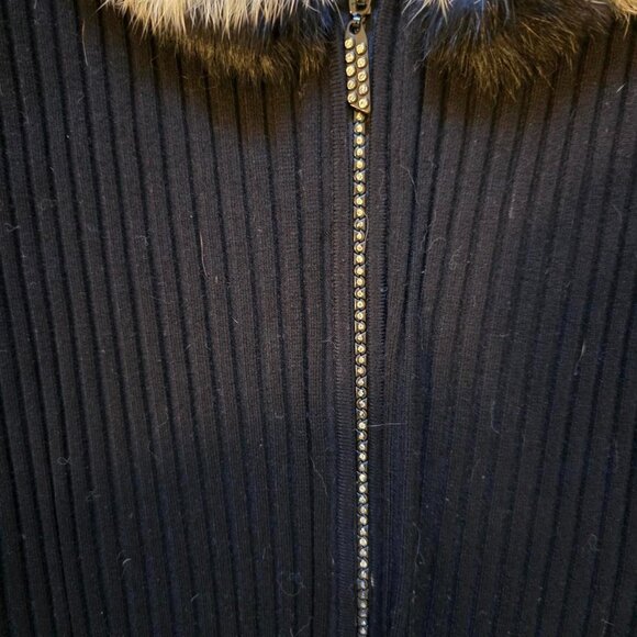🖤 Vintage Belldini Faux Fur Collar Ribbed Zip-Up Sweater – Size M 🖤 - Picture 6 of 6